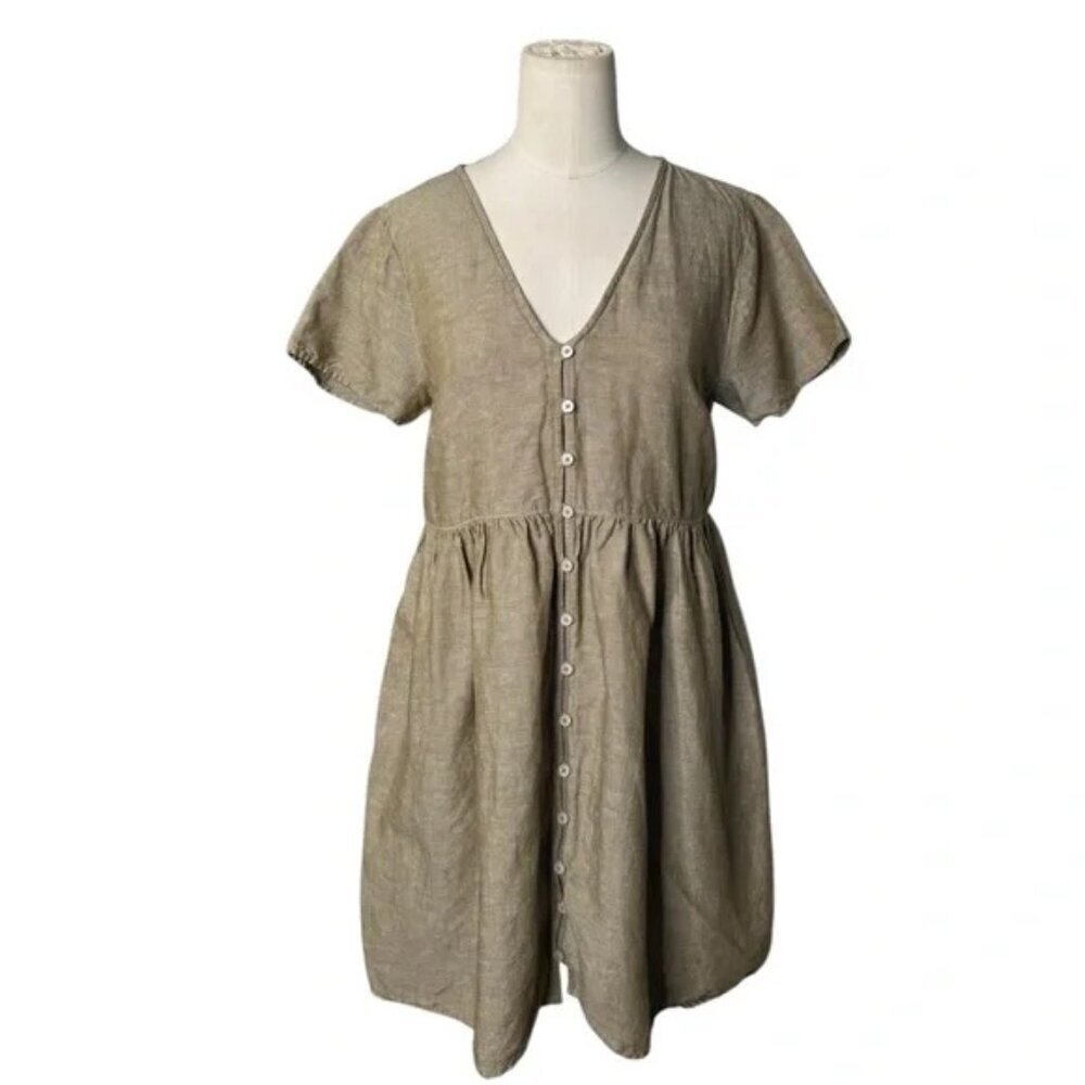 MADEWELL LINEN BUTTON FRONT BABY DOLL DRESS AL713 - Small - Picture 6 of 7